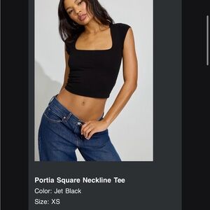 Garage Jet Black Square Neck Crop Top